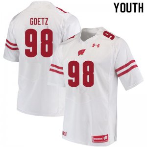 Youth Wisconsin Badgers NCAA #98 C.J. Goetz White Authentic Under Armour Stitched College Football Jersey MW31W77ET